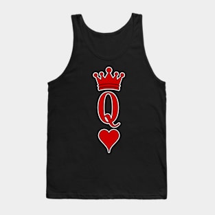 Classy Valentine's Day Queen Of Hearts White Outline Style Tank Top